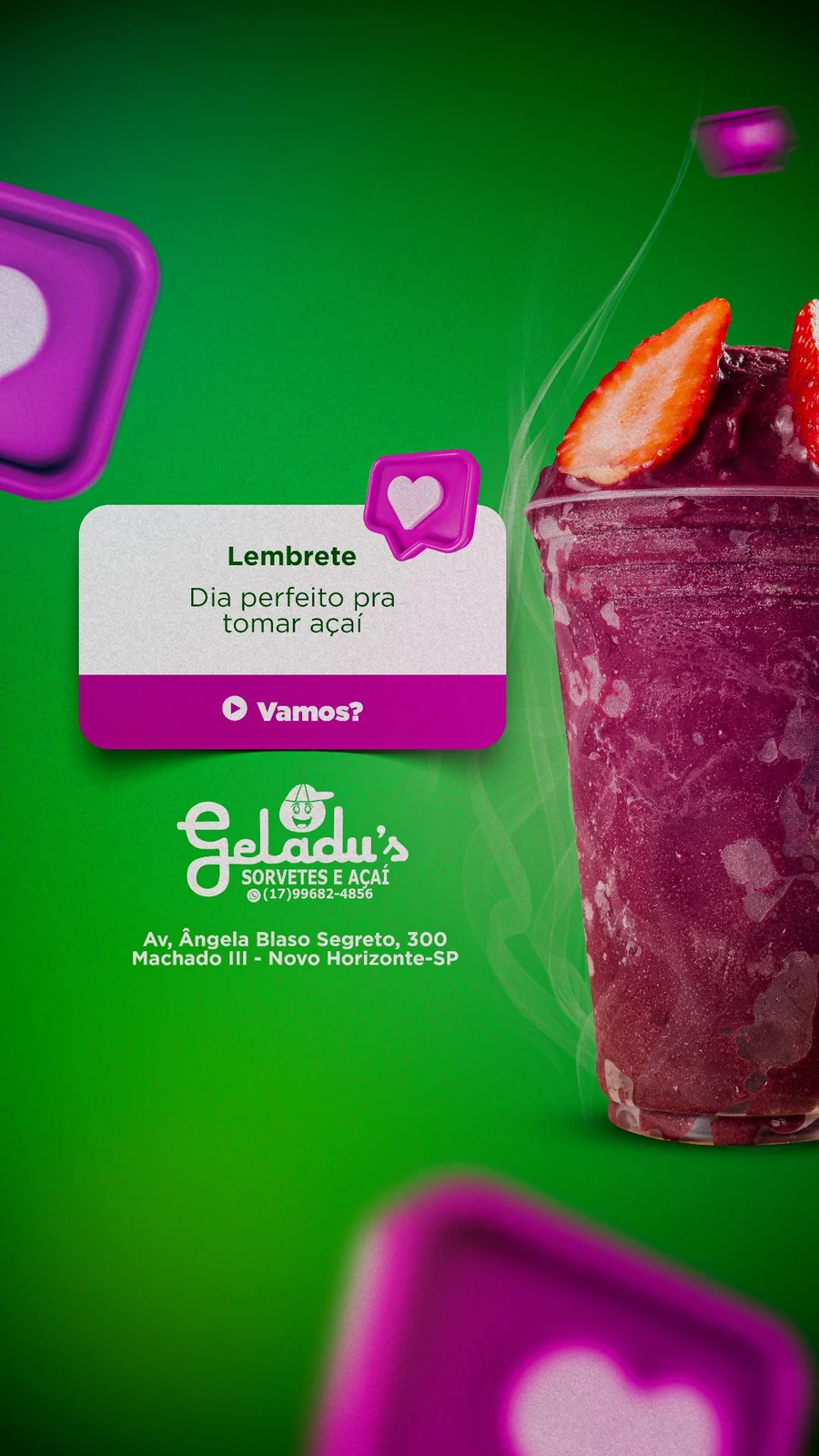 Lembrete de açaí — Geladu’s Sorvetes e Açaí